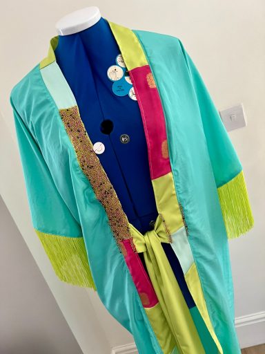 Turquoise Kimono with fringing