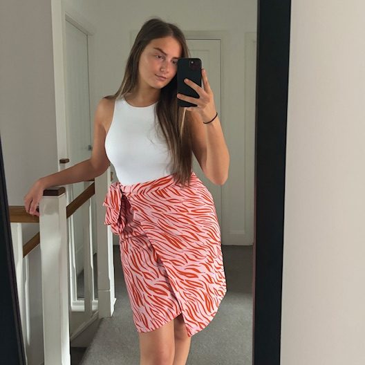 Pink Zebra Print Wrap Skirt